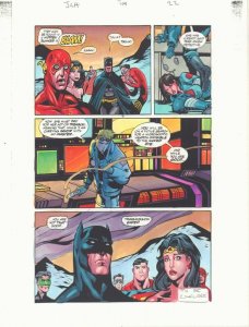 JLA #45 p.22 Color Guide Art - Superman, Batman, Wonder Woman by John Kalisz