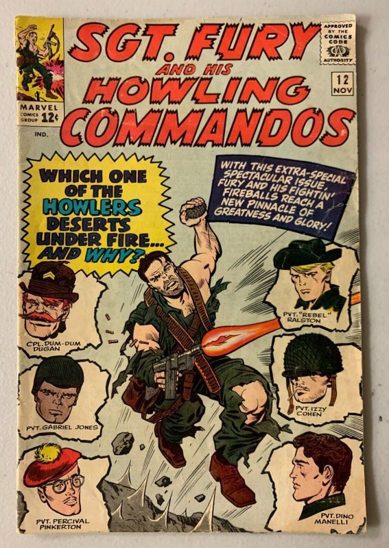 Sgt. Fury Howling Commandos #12 Marvel Josef Goebbels appearance 4.0 VG (1964)