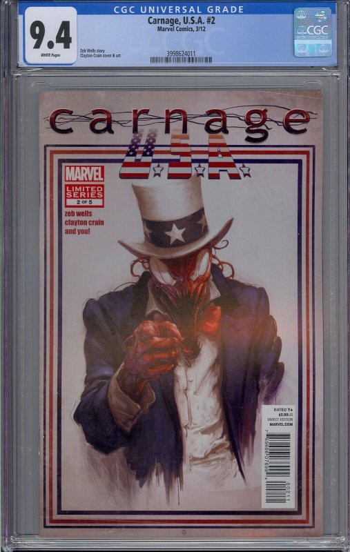 CARNAGE USA #2 CGC 9.4 CLAYTON CRAIN