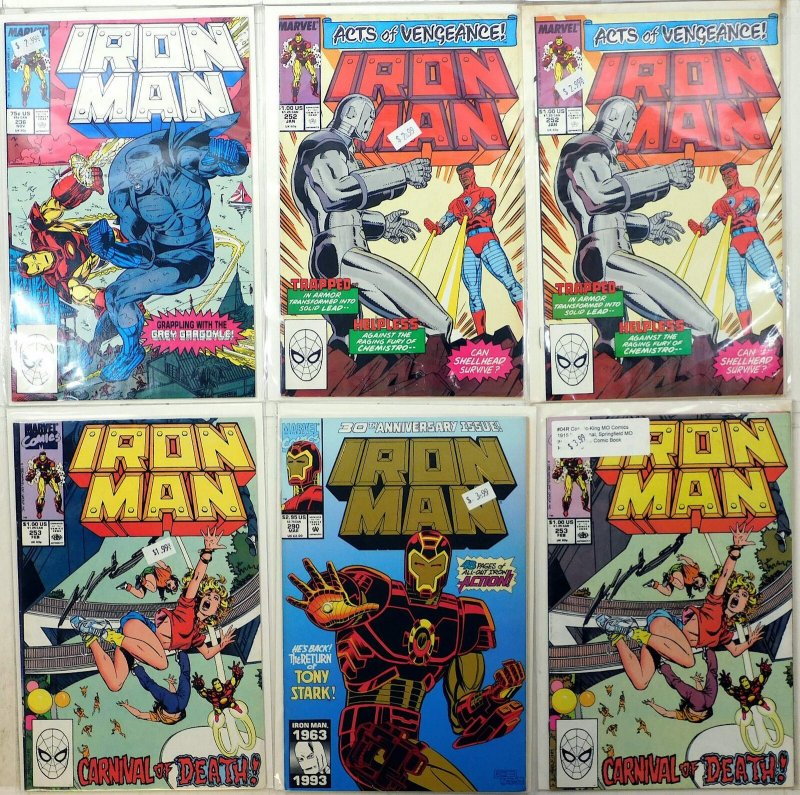 Iron Man Lot of 6 #236, 252 x2, 253, 290, 253 (1988) Marvel Comics 1st Print