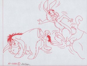 Winnie-the-Pooh Disney Red Ink Concept Art Eeyore Rabbit AP-1989 A by Mike Royer