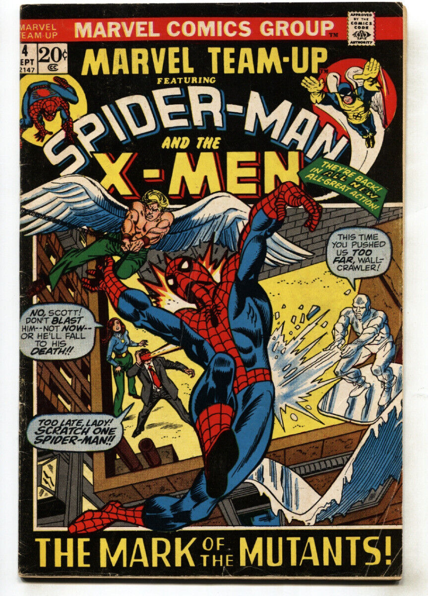 Marvel TeamUp 4 1972 Spiderman XMEN Bronze Age Comic Books