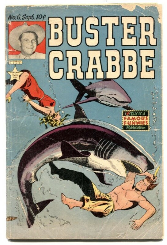 Buster Crabbe Comics #6 1952- Shark cover- Golden Age western VG-