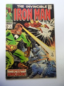 Iron Man #4 (1968) VG- Condition ink bc indentations fc