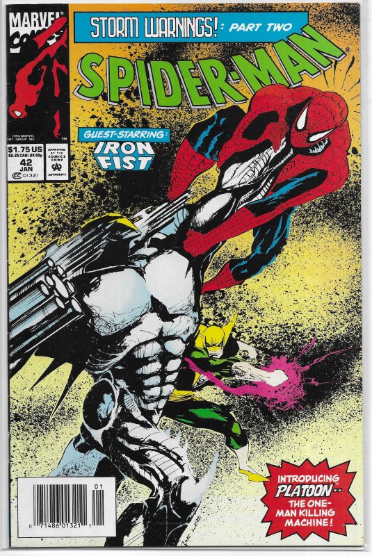 Spider-Man (vol. 1, 1990) #42 FN (Storm Warnings 2) Kavanagh/Jae Lee, Iron Fist