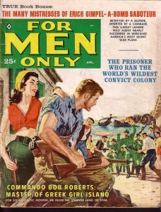 FOR MEN ONLY APR 1960 JAMES BAMA COVER --CEMETERY HILL G/VG