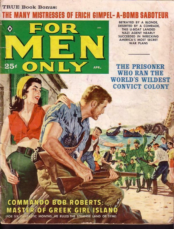 FOR MEN ONLY APR 1960 JAMES BAMA COVER --CEMETERY HILL G/VG