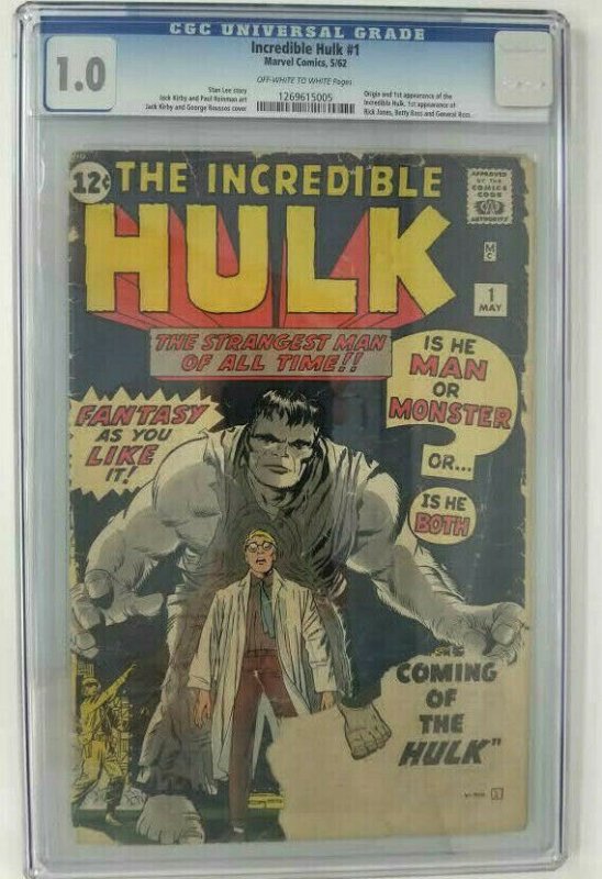 1962 Marvel The Incredible Hulk #1 CGC 1.0 (FR); Origin of the Hulk