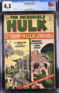 The Incredible Hulk #4 CGC 4.5 Marvel Comics 1962 Origin Of Hulk Retold