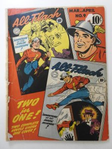 All-Flash Quarterly #9 (1943) Complete! Split Cover detached 1st wrap! Poor Cond