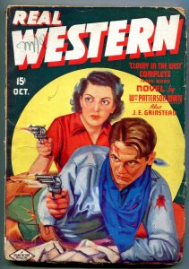 Real Western Pulp October 1936- Great cover- JE Grinstead- Alamo vg