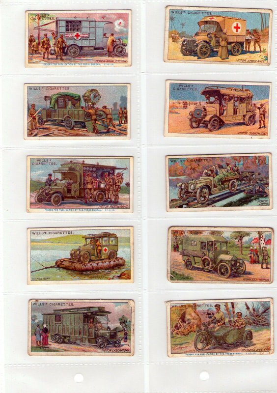 1915 Wills's Cigarettes - Military Motors Complete Set - (Grade VG+-EXMT) WH