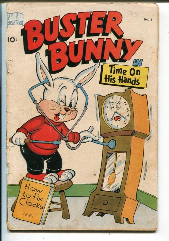 Buster Bunny #5 1950-Standard-grandfather clock-early funny animal humor-FR