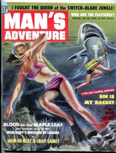 MAG: Man's Adventure Magazine December 1958 SHARK SKIN DIVER COVER- VG/FN