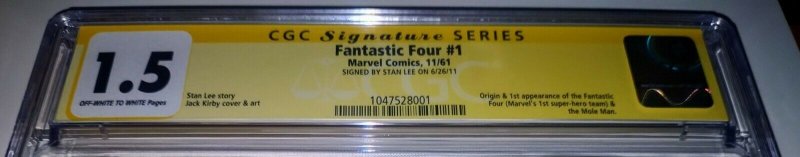 Fantastic Four 1 CGC 1.5 SS unpressed 