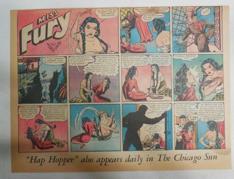 Miss Fury Sunday by Tarpe Mills from 6/21/1942 Size: 11 x 15  Very Rare Year #2