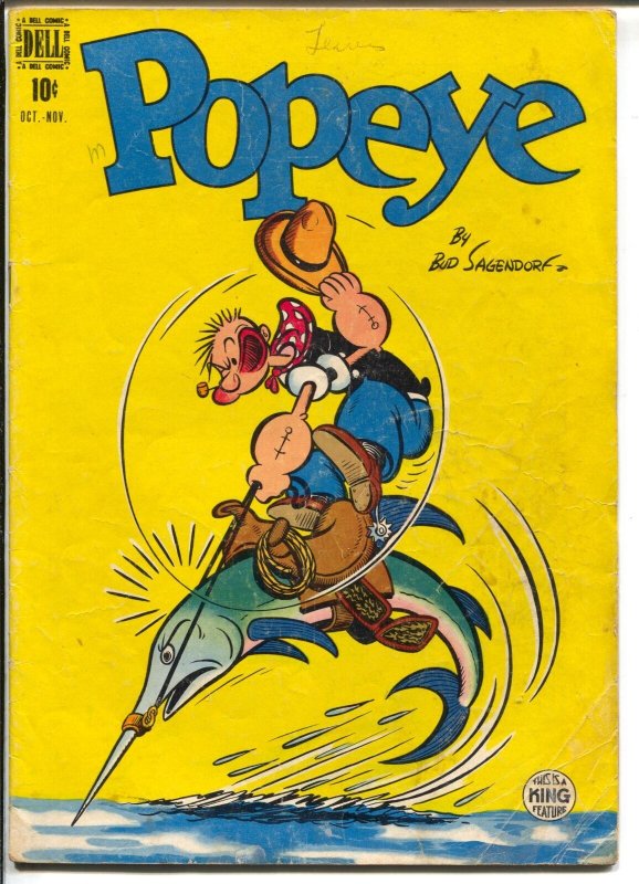 Popeye #9 1949-Dell-Bud Sagendorf art-swordfish cover-VG-