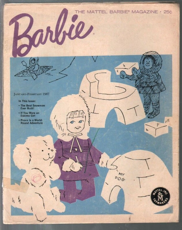 Barbie 1/1967-Mattel-Eskimo Girl-Barbie-Doll collectors magazine-G/VG