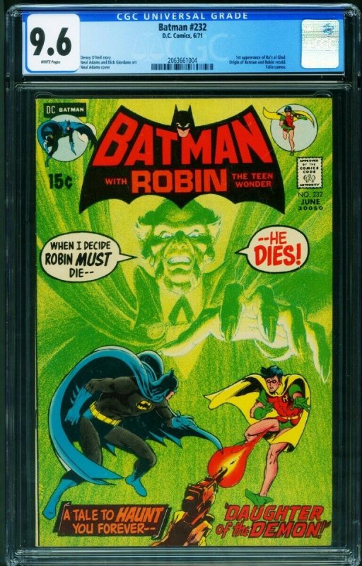 BATMAN #232 CGC 9.6-FIRST RA'S AL GHUL-1971 comic book 2063661004