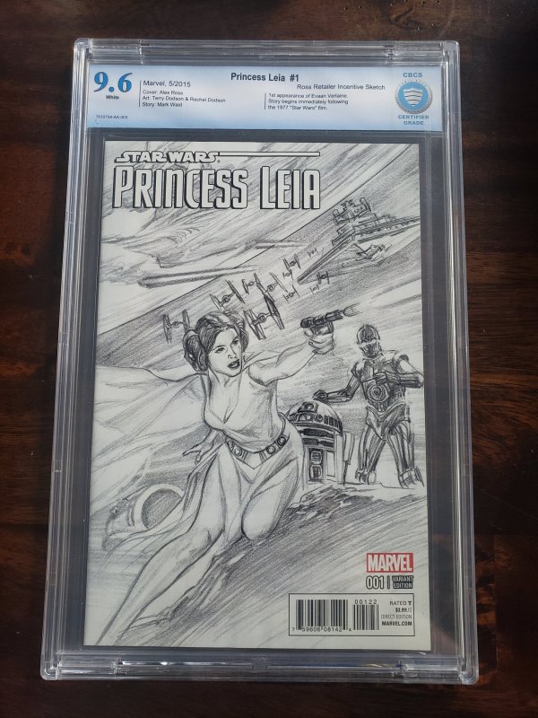 Princess Leia 1 CBCS 9.6 Alex Ross 1:200 ratio variant