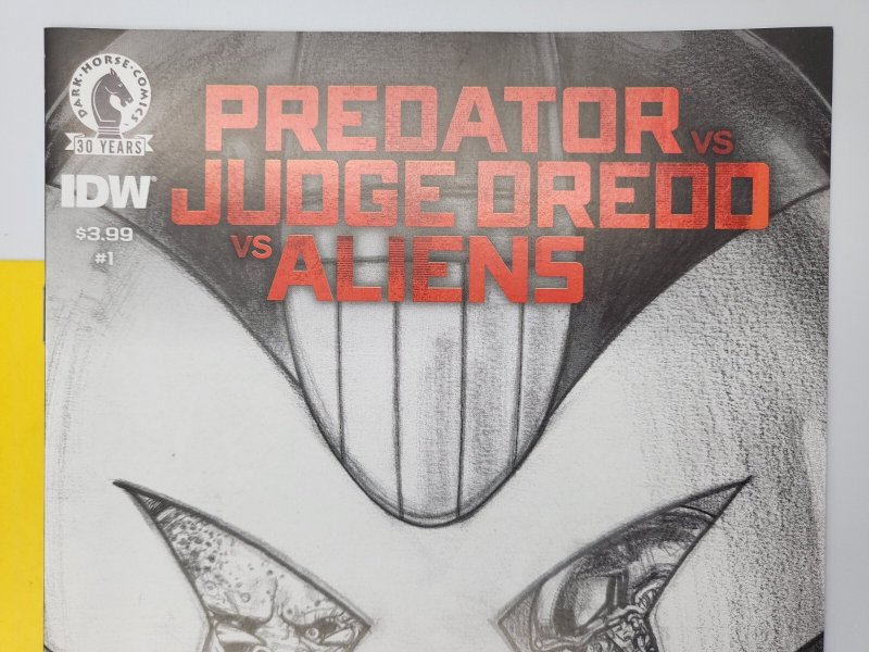 Predator Vs Judge Dredd Vs Aliens #1 Glen Fabry Black & White Sketch Variant