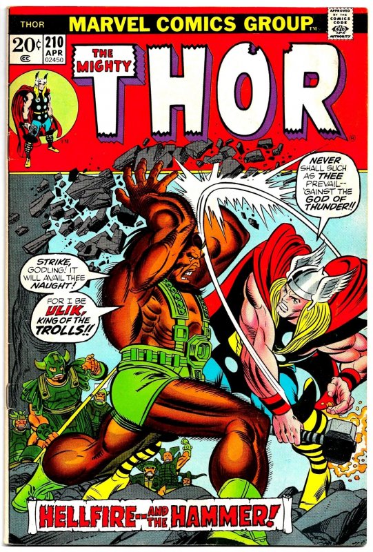 THOR #210 & #211 (1973) 6.0 FN The Return of ULIK the TROLL!  John Buscema!