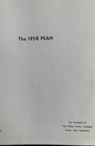 The ‘58 Pean, Phillips Exeter Academy, Exeter New Hampshire
