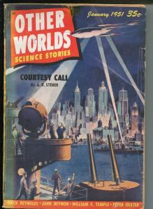 Other Worlds 1/1951 Clark Pub Co-sci-fi pulp-Rocket ship attacks NYC-G/VG