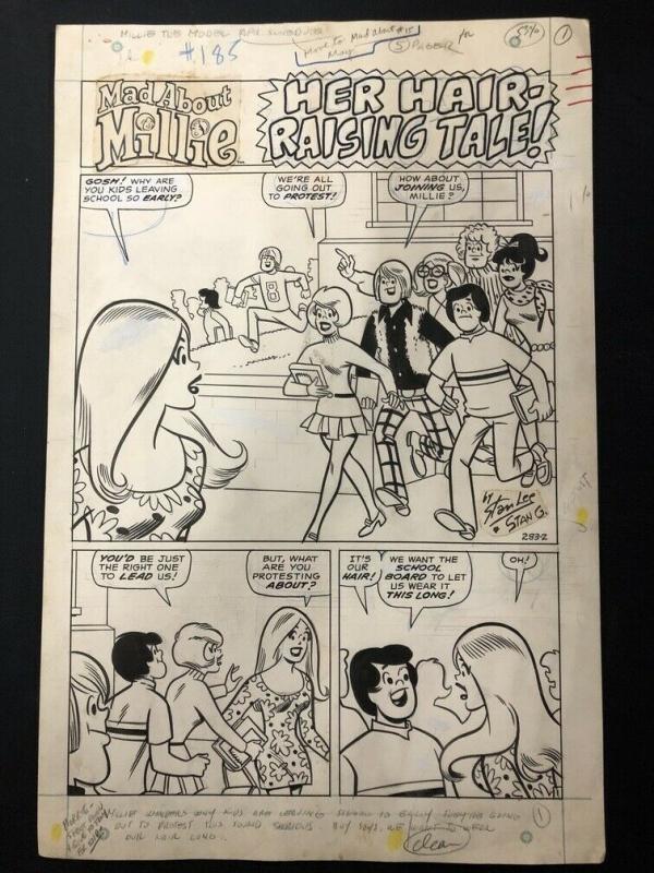 Mad About Millie #15 Page 1 Original Comic Art Stan Goldberg 1970 