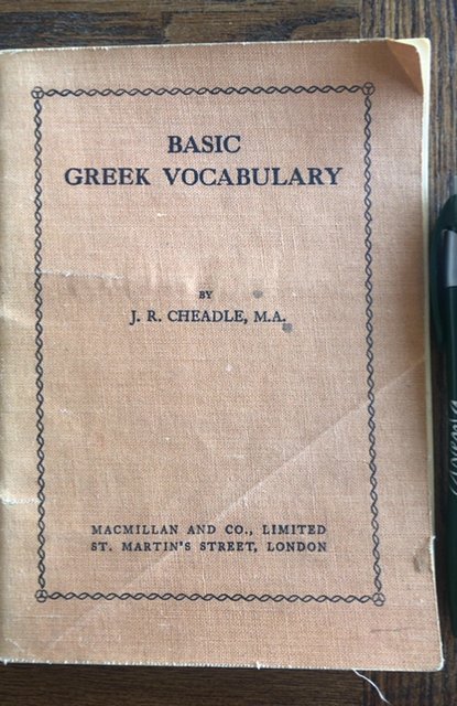 Basic Greek vocabulary, 49p, 1950 linen type cover