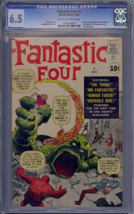 FANTASTIC FOUR #1 CGC 6.5 1ST FANTASTIC FOUR MOLE MAN JACK KIRBY