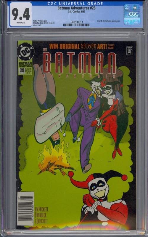 BATMAN ADVENTURES #28 CGC 9.4 HARLEY QUINN JOKER HTF NEWSSTAND 