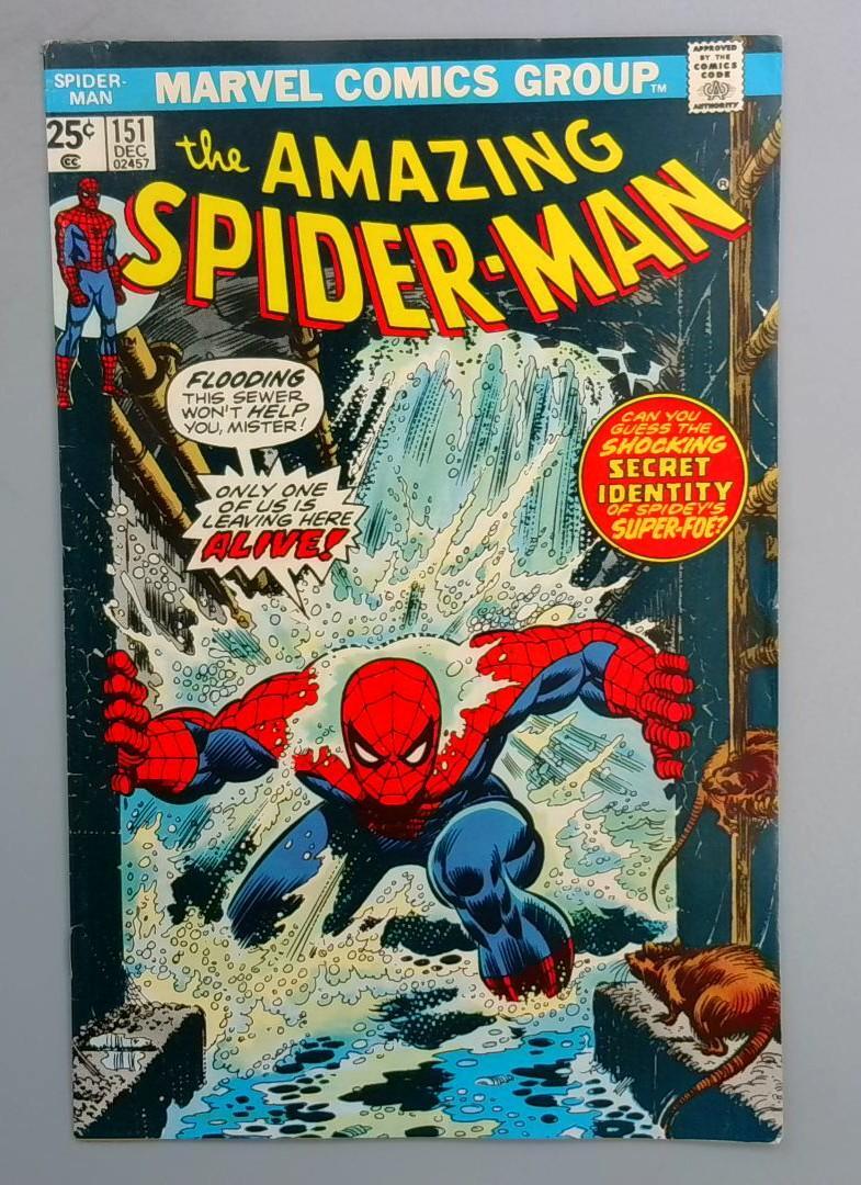 Amazing Spider-Man #151 VF Classic John Romita Sewer Cover Marvel 1975 SN1