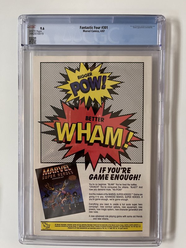 FANTASTIC FOUR 301 CGC 9.6 Newsstand - Wizard Appearance (1987)