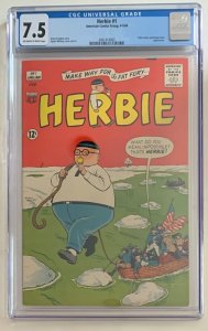 (1964) HERBIE #1 CGC 7.5 OW/WP Ogden Whitney Art & Story! 1st Solo The Fat Fury!