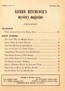 Alfred Hitchcock's Mystery Magazine November 1962- pulp