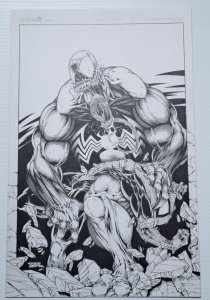 2012 VENOM BREAKS SPIDER-MAN'S BACK JAMIE BIGGS ORIGINAL COMIC ART 11 X 17