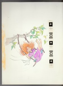 SWEET YOUNG THING Cute Girl Swinging in Tree 6.5x8.5 Greeting Card Art #B8031