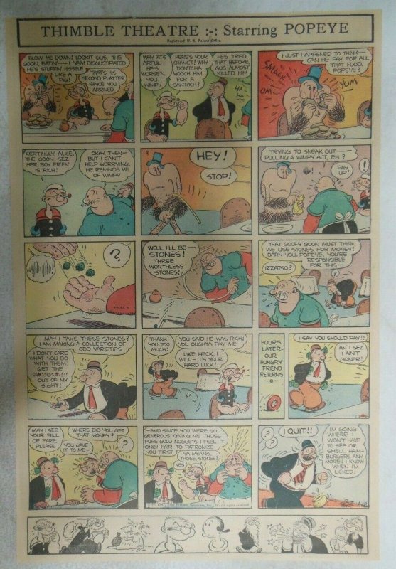 (37) Thimble Theatre (Popeye) by Bill Zaboley from 1941 Size: 11 x 15 inches