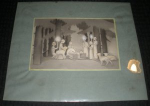 CHRISTMAS Nativity Scene in Woods w/ Candles 11.5x10 Greeting Card Art #2019-4