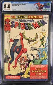 Amazing Spider-Man Annual #1 CGC 8.0 1st App of Sinister Six Marvel 1964