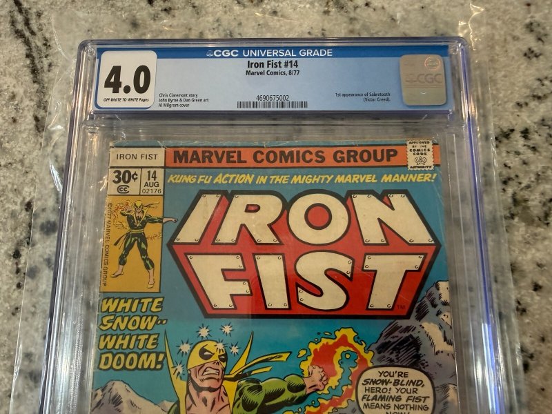 Iron Fist # 14 CGC Graded 4.0 Marvel Comic Book 1st Sabretooth Appearance JH24