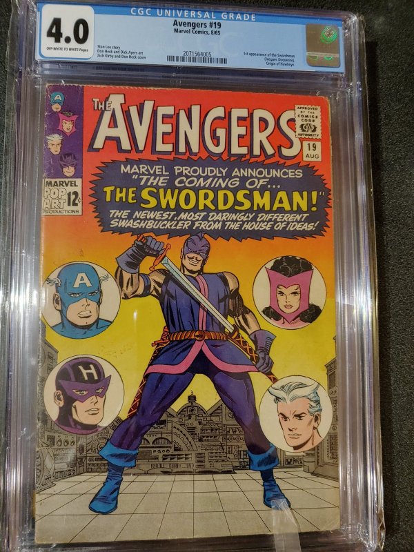 THE AVENGERS #19 CGC 4.0 1ST APPEARANCE OF THE SWORDSMAN