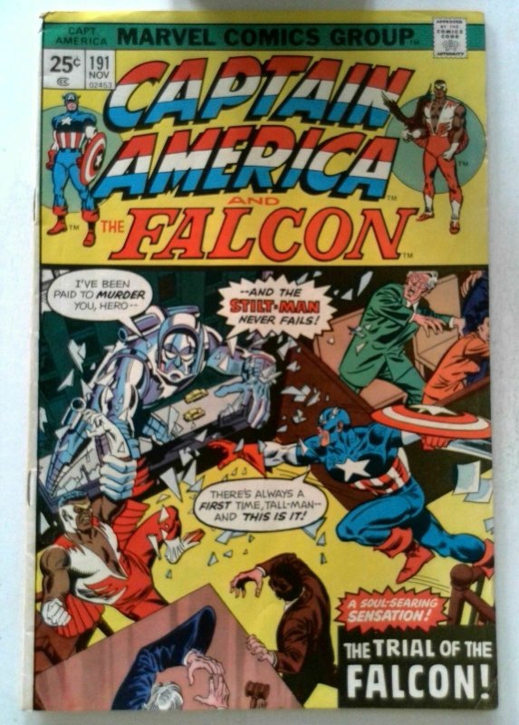 Captain America #191 Marvel 1975 FN- Bronze Age The Falcon 1st Print Comic Book