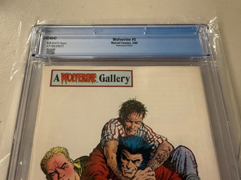 Wolverine # 5 CGC Graded 9.2 Marvel Comic Book 1989 John Bolton Back Cover JH34