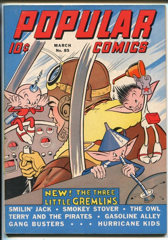 Popular #85 1943-Dell-1st Gremlins-last Owl-Milt Caniff-Gasoline Alley-FN/VF