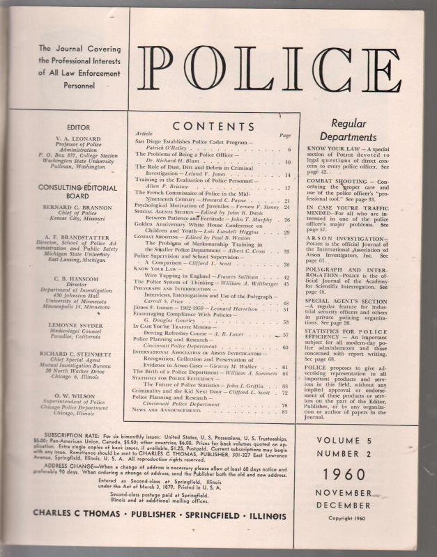 Police 11/1960-Law Enforcement Journal-wiretapping-combat shooting-VG