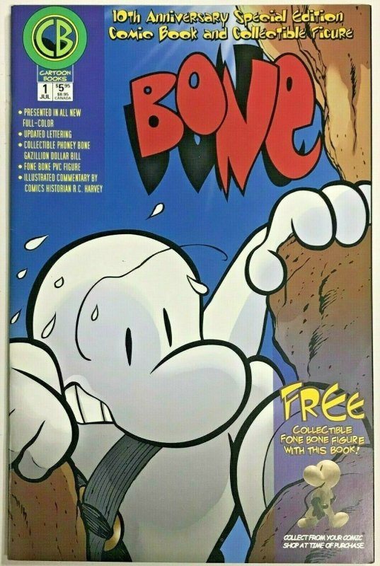 BONE#1 VF/NM 2001 JEFF SMITH 10TH ANNIVERSARY EDITION CARTOON BOOKS