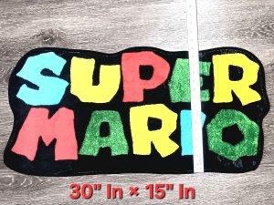 SUPER MARIO LOGO | 30×15 INDOOR AREA RUG | FLOOR MAT | FAN DECOR | WALL ART