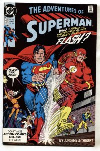 Adventures of Superman #463 comic book 1990- Flash Superman Race